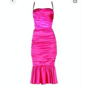 Dolce & Gabbana Fuchsia Silk Ruched Corset Mermaid Gown IT 40 US 4